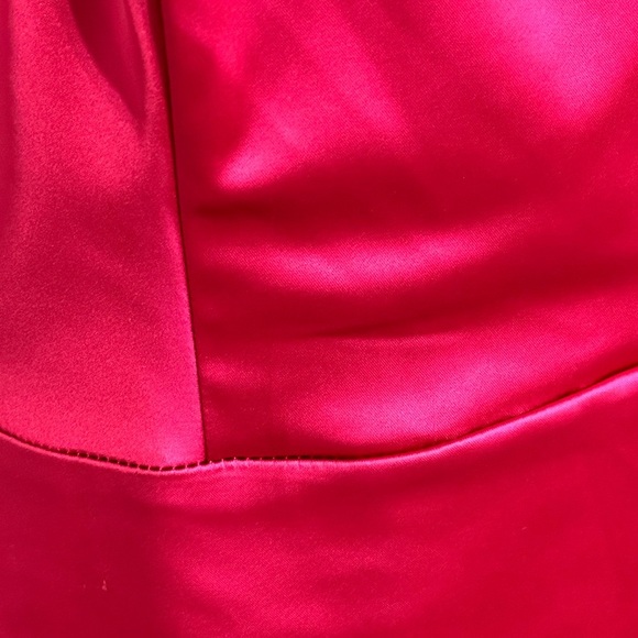 HOUSE OF HARLOW 1960 Hot Pink Mini Satin Dress‎ V Plunge Back Slit Size 10 Party - Picture 8 of 11